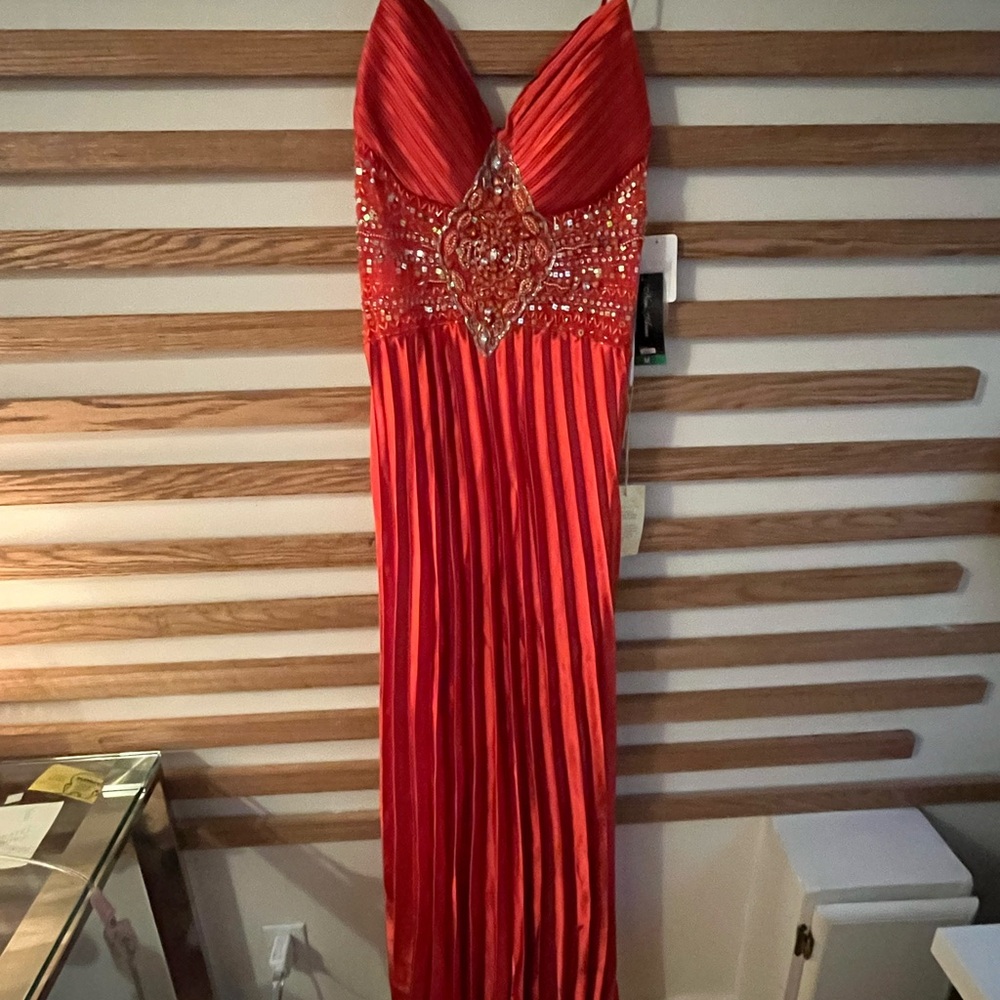 Narianna Vibrant Red Dress with Beaded Details